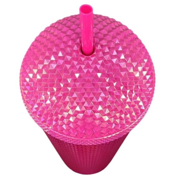 Starbucks 2025 Pink Studded Cold Cup Tumbler 24oz With Straw Iridescent Domed - Picture 5 of 5
